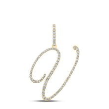 Load image into Gallery viewer, 10kt Yellow Gold Womens Round Diamond V Initial Letter Pendant - Personalized Elegance at its Finest - Top View