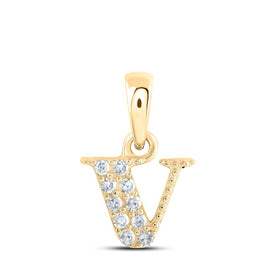 10kt Yellow Gold Diamond Initial Pendant - Personalized Elegance - Top View