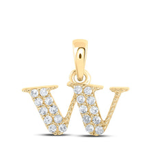 Load image into Gallery viewer, Wondrous W Initial Diamond Pendant - 10kt Yellow Gold Women's Necklace - Top View