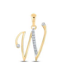 Load image into Gallery viewer, Sparkling Diamond Initial Pendant in 10kt Yellow Gold - Personalized Elegance - Top View