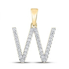 10kt Yellow Gold Womens Round Diamond W Initial Letter Pendant 1/4 Cttw - Top View