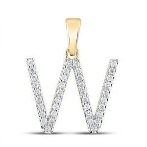 Diamond Initial & Letter Pendant | 10kt Yellow Gold Womens Round Diamond W Initial Letter Pendant 1/4 Cttw | Splendid Jewellery GND