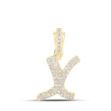 Load image into Gallery viewer, 10kt Yellow Gold Diamond Initial &amp; Letter Pendant: A Sparkling Expression of Personal Style - Top View