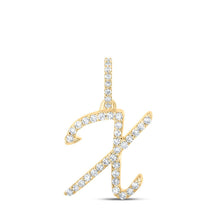 Load image into Gallery viewer, 10kt Yellow Gold Diamond Initial &amp; Letter Pendant - A Sparkling Symphony of Elegance and Individuality - Top View