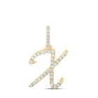 10kt Yellow Gold Diamond Initial & Letter Pendant - A Sparkling Symphony of Elegance and Individuality - Top View
