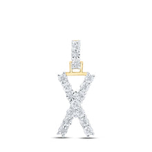 Load image into Gallery viewer, Captivating Round Diamond Initial Pendant in 10kt Yellow Gold - Top View