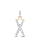 Captivating Round Diamond Initial Pendant in 10kt Yellow Gold - Top View