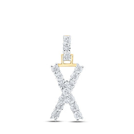 Captivating Round Diamond Initial Pendant in 10kt Yellow Gold - Top View