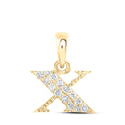 10kt Yellow Gold Diamond Initial X Pendant - Personalized Elegance and Dazzling Brilliance - Top View
