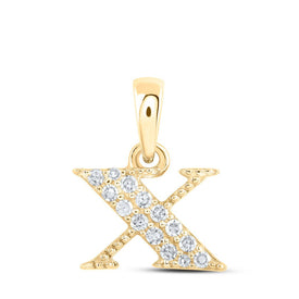 10kt Yellow Gold Diamond Initial X Pendant - Personalized Elegance and Dazzling Brilliance - Top View