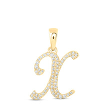 Load image into Gallery viewer, Elegant Diamond X Initial Pendant - Personalized 10kt Yellow Gold Necklace with Dazzling Diamonds - Top View