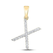Load image into Gallery viewer, 10kt Yellow Gold Diamond Initial X Pendant - A Timeless Expression of Elegance and Individuality - Top View