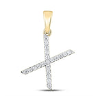 10kt Yellow Gold Diamond Initial X Pendant - A Timeless Expression of Elegance and Individuality - Top View
