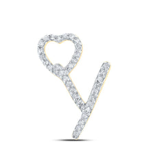 Load image into Gallery viewer, 10kt Yellow Gold Diamond Initial Heart Pendant - Top View