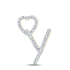 10kt Yellow Gold Diamond Initial Heart Pendant - Top View
