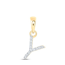 Load image into Gallery viewer, 10kt Yellow Gold Diamond Initial &amp; Letter Pendant - A Personalized Symbol of Love and Elegance - Top View