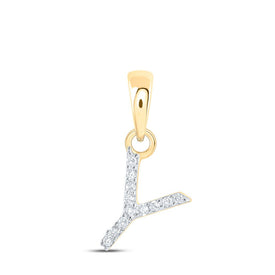 10kt Yellow Gold Diamond Initial & Letter Pendant - A Personalized Symbol of Love and Elegance - Top View