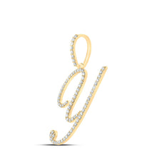 Load image into Gallery viewer, 10kt Yellow Gold Womens Round Diamond Y Initial Letter Pendant - Personalized Elegance at Its Finest - Side View
