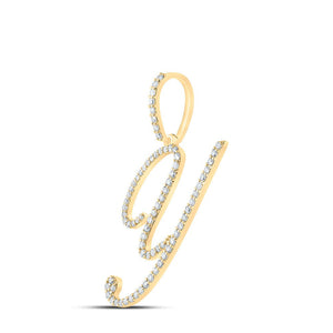 Diamond Initial & Letter Pendant | 10kt Yellow Gold Womens Round Diamond Y Initial Letter Pendant 1/2 Cttw | Splendid Jewellery GND