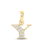 10kt Yellow Gold Diamond Initial Pendant: Personalized Elegance - Top View