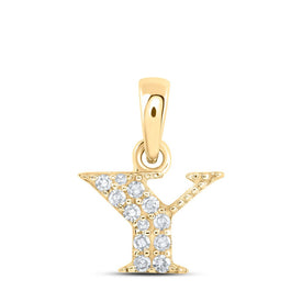 10kt Yellow Gold Diamond Initial Pendant: Personalized Elegance - Top View