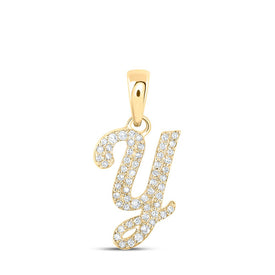 Captivating 10kt Yellow Gold Diamond Initial Pendant - A Personalized Touch of Glamour - Top View