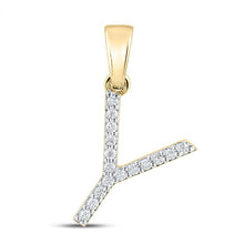 Load image into Gallery viewer, Radiant Reflections: 10kt Yellow Gold Diamond Initial Pendant - Top View