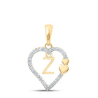 10kt Yellow Gold Diamond Initial & Letter Pendant: A Romantic Expression of Love and Individuality - Top View