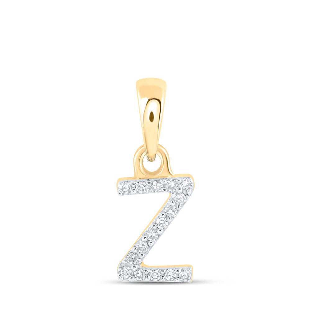 Diamond Initial & Letter Pendant | 10kt Yellow Gold Womens Round Diamond Z Initial Letter Pendant .03 Cttw | Splendid Jewellery GND