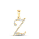 10kt Yellow Gold Diamond Z Initial Pendant - A Luxurious Symbol of Personalized Elegance - Top View