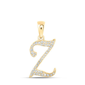 10kt Yellow Gold Diamond Z Initial Pendant - A Luxurious Symbol of Personalized Elegance - Top View
