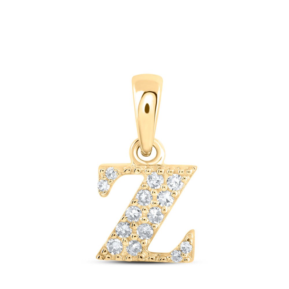 Diamond Initial & Letter Pendant | 10kt Yellow Gold Womens Round Diamond Z Initial Letter Pendant 1/20 Cttw | Splendid Jewellery GND