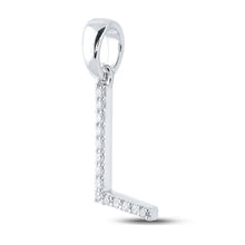 Load image into Gallery viewer, 14kt White Gold Diamond Initial Pendant - Sparkling Letter &quot;L&quot; Necklace - Side View