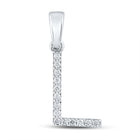 14kt White Gold Diamond Initial Pendant - Sparkling Letter "L" Necklace - Top View