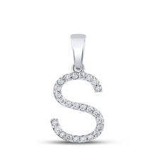 Load image into Gallery viewer, 14kt White Gold Diamond Initial &amp; Letter Pendant - Personalized Elegance and Sparkling Sophistication - Top View