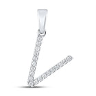 14kt White Gold Round Diamond Initial Pendant - A Captivating Symbol of Love and Individuality - Top View