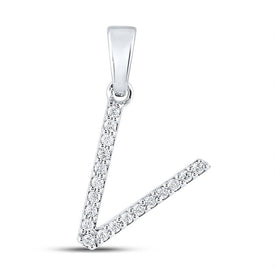 14kt White Gold Round Diamond Initial Pendant - A Captivating Symbol of Love and Individuality - Top View