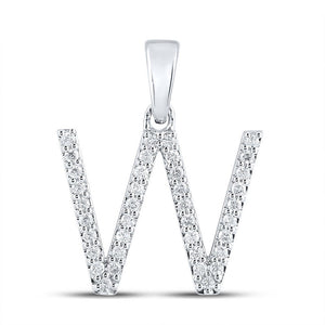 Diamond Initial & Letter Pendant | 14kt White Gold Womens Round Diamond W Initial Letter Pendant 1/4 Cttw | Splendid Jewellery GND