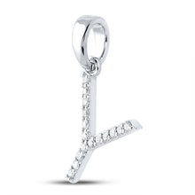 Load image into Gallery viewer, 14kt White Gold Diamond Initial Pendant: Personalized Elegance in Every Letter - Side View