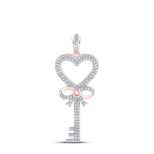 Load image into Gallery viewer, Romantic Rose Gold Diamond Heart Key Pendant - Alternate view 1 from Splendid Jewellery
