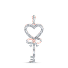 Romantic Rose Gold Diamond Heart Key Pendant - Alternate view 1 from Splendid Jewellery