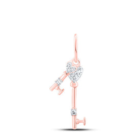 Romantic Rose Gold Diamond Heart Key Pendant - Alternate view 1 from Splendid Jewellery