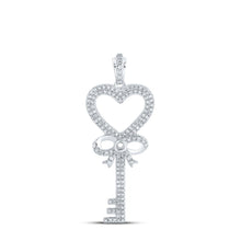 Load image into Gallery viewer, Romantic Heart Key Diamond Pendant - Captivating Love and Brilliance Top view from the 10Kt White Gold Womens Round Diamond Heart Key Pendant 1 2 Cttwpin283580 collection by Splendid Jewellery