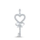 Romantic Heart Key Diamond Pendant - Captivating Love and Brilliance Top view from the 10Kt White Gold Womens Round Diamond Heart Key Pendant 1 2 Cttwpin283580 collection by Splendid Jewellery