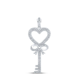 Romantic Heart Key Diamond Pendant - Captivating Love and Brilliance Top view from the 10Kt White Gold Womens Round Diamond Heart Key Pendant 1 2 Cttwpin283580 collection by Splendid Jewellery