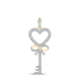 Romantic Heart Key Diamond Pendant in 10kt Yellow Gold - Unlocking Love product  Top View from Splendid Jewellery