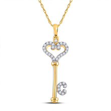 Load image into Gallery viewer, Radiant Love: 10kt Yellow Gold Diamond Key Pendant 1/6 Cttw product  Top View from Splendid Jewellery