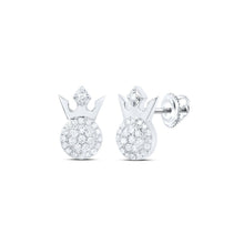 Load image into Gallery viewer, Diamond Majesty Earrings: 10kt White Gold Crown Design with Sparkling Round Diamonds 1/5 Cttw - Splendid Jewellery