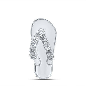 Diamond Nautical Pendant | 14kt White Gold Womens Round Diamond Sandal Beach Shoe Pendant 1/6 Cttw | Splendid Jewellery GND