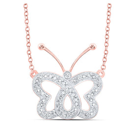 Whimsical Rose Gold Diamond Butterfly Necklace - Alternate view 1 from Splendid Jewellery